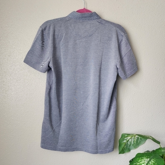 Ted Baker Heathered Gray Polo Button Down Top Casual Mens Size 3 - Picture 2 of 9